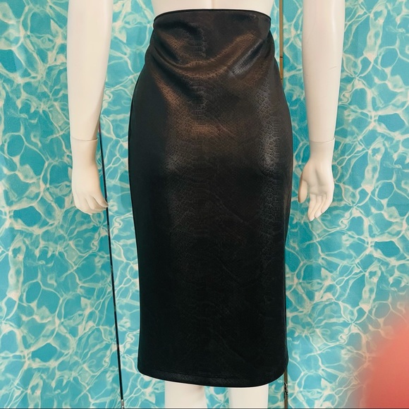 Dresses & Skirts - High Waisted Demi Shine Snake Pattern Pencil Skirt